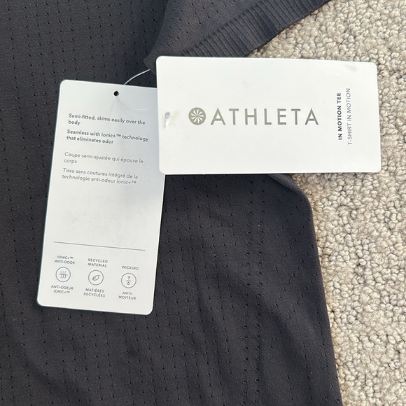 Athleta In Motion Seamless Top Workout Athletic Active Gym Tee Black SZ XS NWT - Picture 9 of 14